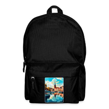 Flensburg Germany Vintage Travel Poster Souvenir - Backpack - black - Front