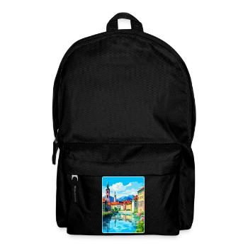 Ljubljana Slovenia Vintage Travel Poster Souvenir - Backpack - black - Front