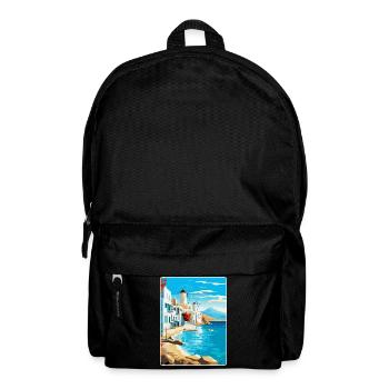 Mykonos Greece Vintage Travel Poster Souvenir WPA - Backpack - black - Front