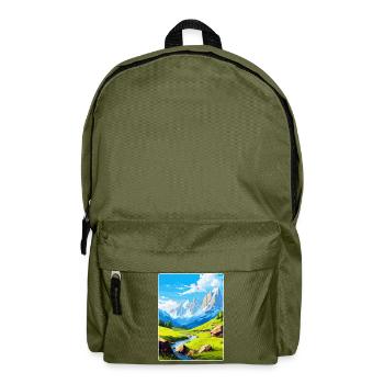 Picos De Europa National Park Spain Travel Poster - Backpack - olive green - Front