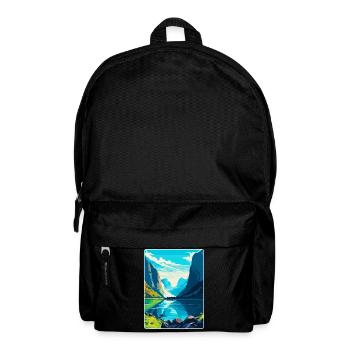 Die Fjorde Norwegen Vintage Reiseplakat Souvenir - Rucksack - Schwarz - Vorne