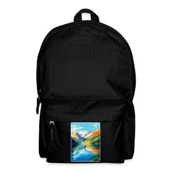 Die Fjorde Norwegen Vintage Reiseplakat Souvenir - Rucksack - Schwarz - Vorne