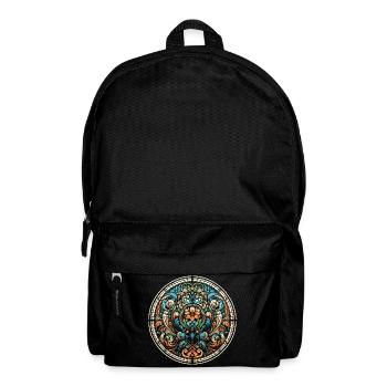 Stained glass window with a floral design - Backpack - black - Front