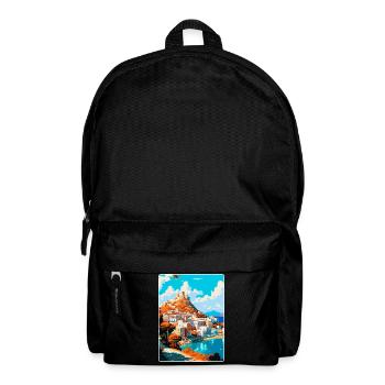 Patmos Grèce Affiche de voyage vintage WPA Souvenir - Sac à dos - noir - Devant
