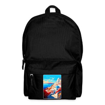 Santorini Griechenland Vintage Reiseplakat Souvenir - Rucksack - Schwarz - Vorne