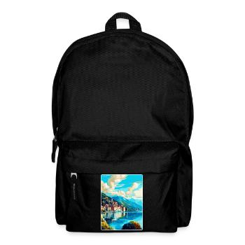 Lugano Suisse Affiche de voyage vintage souvenir - Sac à dos - noir - Devant