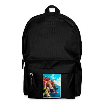 Cinque Terre Italy Vintage Travel Poster Souvenir - Backpack - black - Front
