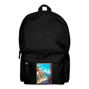 Rhodes Grèce Vintage Voyage Poster WPA Souvenir - Sac à dos - noir - Devant