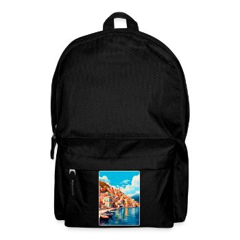 Symi Greece Vintage Travel Poster WPA Art Souvenir - Backpack - black - Front