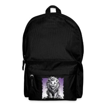 Lion comic, laughing sitting on stool | Poster - Backpack - black - Front