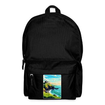 Château de Dunluce, Irlande, Royaume-Uni, Affiche de voyage vintage - Sac à dos - noir - Devant