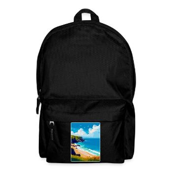 Porthcurno Beach Cornwall England Uk Travel Poster - Backpack - black - Front