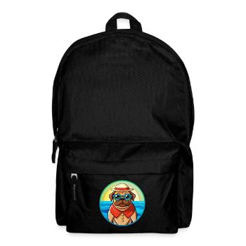 Pug Dog Funny Cartoon Summer Beach Sunglasses Cool - Backpack - black - Front