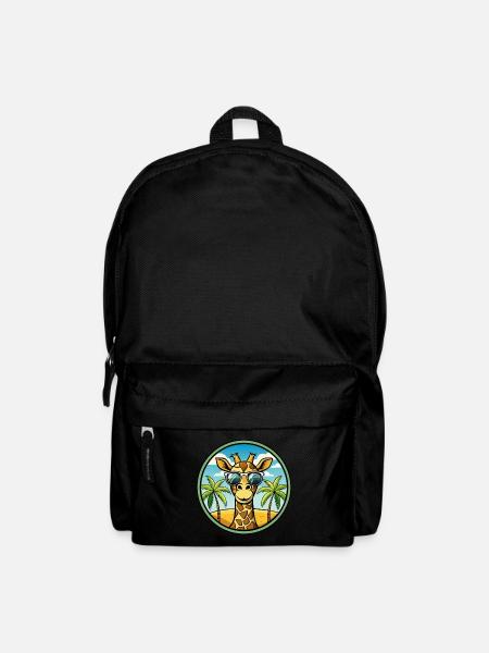 Girafe Drôle Dessin Animé Plage D’été Lunettes De Soleil Cool - Sac à dos - noir
