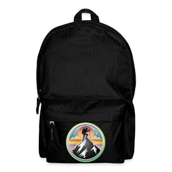 Montagnes avec un alpiniste au sommet - Sac à dos - noir - Devant