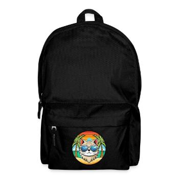 British Longhair Cat Breed Cartoon Sunglass Beach - Backpack - black - Front