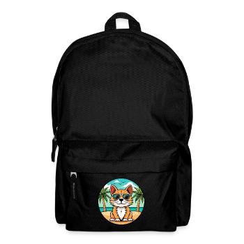 German Longhair Cat Breed Cartoon Sunglasses Beach - Backpack - black - Front