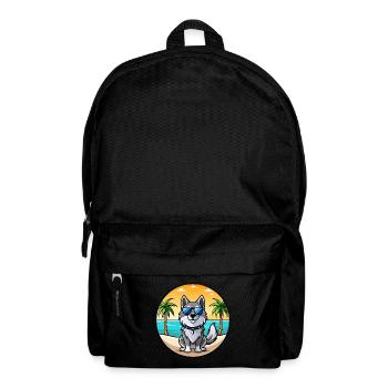 Norwegian Elkhound Dog Breed Cartoon Sunglasses - Backpack - black - Front