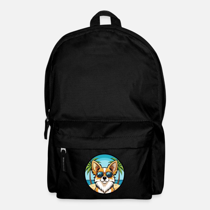 Papillon Hunderasse Cartoon Sonnenbrille Strand - Rucksack - Schwarz