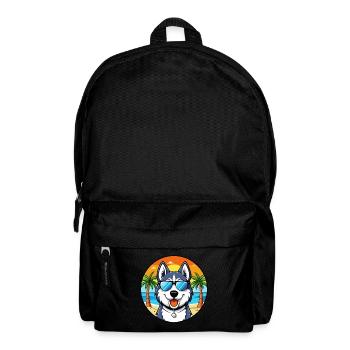 Siberian Husky Chien Race Dessin Animé Lunettes De Soleil Plage - Sac à dos - noir - Devant