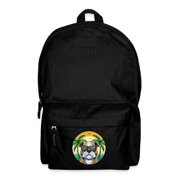 Bulldog Breed Cartoon Sunglasses Beach - Backpack - black - Front