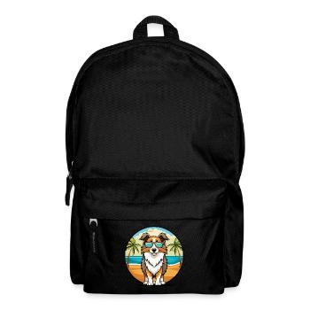 English Shepherd Dog Breed Cartoon Sunglass Beach - Backpack - black - Front