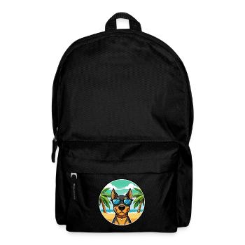 German Pinscher Dog Breed Cartoon Sunglasses Beach - Backpack - black - Front