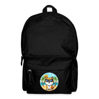 Hokkaido Dog Breed Cartoon Sunglasses Beach - Backpack - black - Front