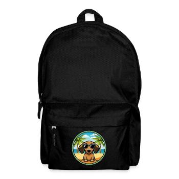 Miniatur Dackel Hund Rasse Cartoon Sonnenbrille - Rucksack - Schwarz - Vorne