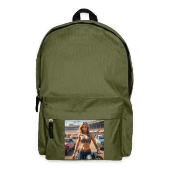 Rennsport Rebellin Denim Outfit - Rucksack - Olivgrün - Vorne