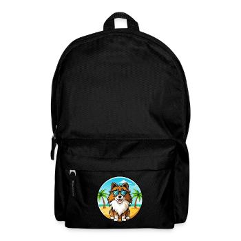 Shetland Schäferhund Rasse Cartoon Sonnenbrille Strand - Rucksack - Schwarz - Vorne