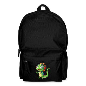 Lizard Funny Cartoon Character Headphone Music - Backpack - black - Front