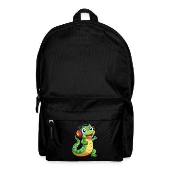 Snake Funny Cartoon Character Headphone Music - Backpack - black - Front