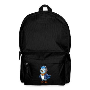 Pigeon Drôle Dessin Animé Personnage Casque Musique - Sac à dos - noir - Devant