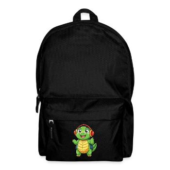 Schildkröte Lustige Zeichentrickfigur Kopfhörer Musik - Rucksack - Schwarz - Vorne