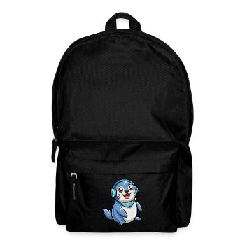 Seal Funny Cartoon Character Headphone Music - Backpack - black - Front