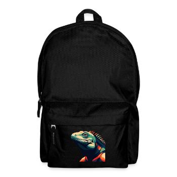 Iguana Cartoon Character Colorful Pet Animal - Backpack - black - Front