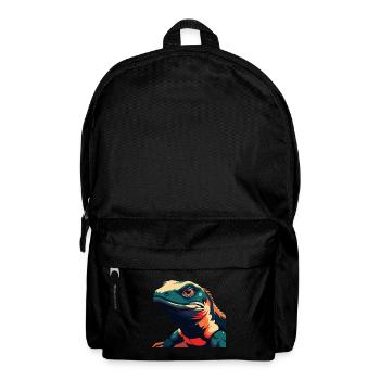 Lizard Cartoon Character Colorful Pet Animal - Backpack - black - Front