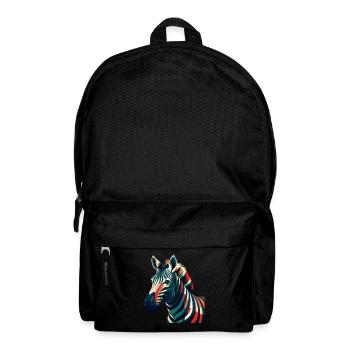 Zebra Cartoon Character Colorful Pet Animal - Backpack - black - Front