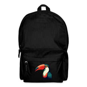 Toucan Cartoon Character Colorful Pet Animal - Backpack - black - Front