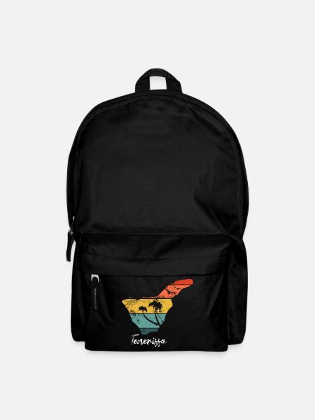 Tenerife map outline Canary Islands holiday vintage - Backpack - black