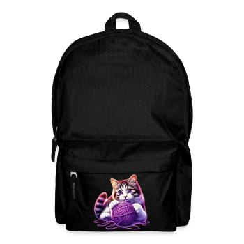 Cat plays with a ball of yarn - Backpack - black - Front