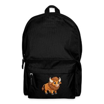 Bison Cute Mascot Cartoon Character Kawaii - Backpack - black - Front