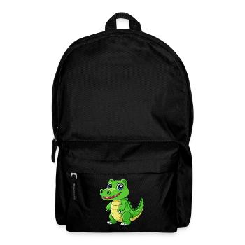 Crocodile Mignon Mascotte Personnage De Dessin Animé Kawaii - Sac à dos - noir - Devant