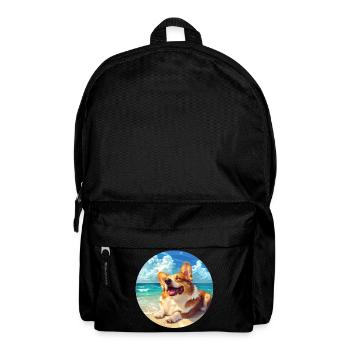 Corgi Strandseite Freude Illustration - Rucksack - Schwarz - Vorne