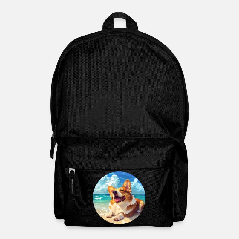 Corgi Strandseite Freude Illustration - Rucksack - Schwarz