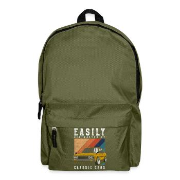 Oldtimer Automobil Oldschool Limited Edition - Rucksack - Olivgrün - Vorne