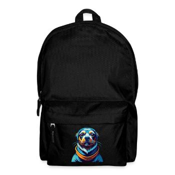 Seskar Seal Dog Breed Colorful Cartoon Kawaii - Backpack - black - Front