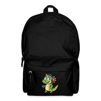 Crocodile Funny Cartoon Character Headphone Music - Backpack - black - Front