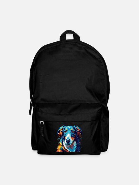 Barsoi Hunderasse Bunt Karikatur Kawaii - Rucksack - Schwarz